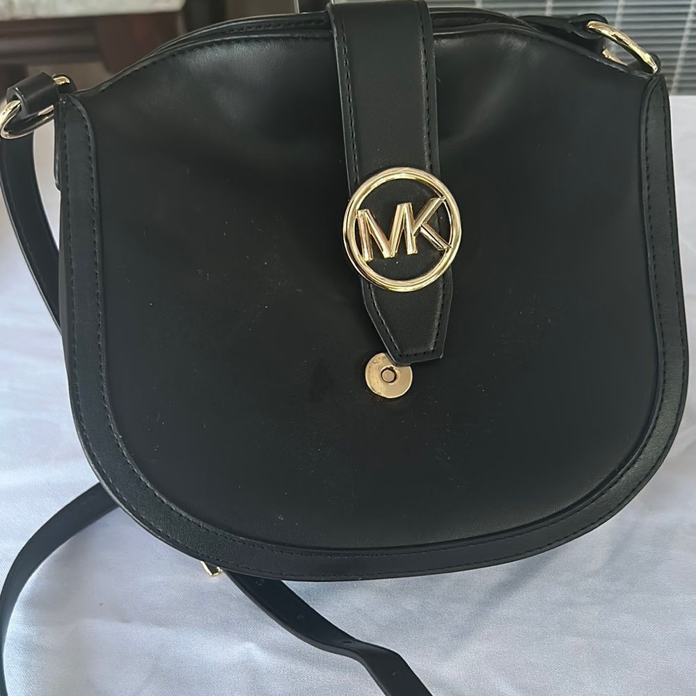 Michael Kors Black Crossbody Bag with Gold Accents